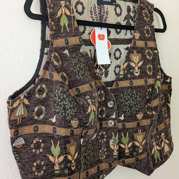 NWT Cider Jacquard Cottagecore Print Vest Top and Mini Skirt Set sz 1XL - Picture 4 of 13